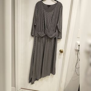 Bobeau Asymmetrical Stripe Midi Dress